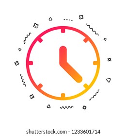 Clock sign icon. Mechanical clock symbol. Colorful geometric shapes. Gradient clock icon design.  Vector