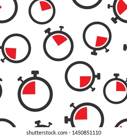 Clock sign icon seamless pattern background. Time management vector illustration on white isolated background. Timer business concept.