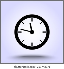 Clock sign icon, vector illustration. Flat design style