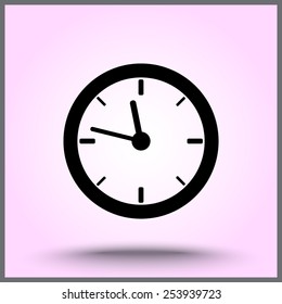 Clock sign icon, vector illustration. Flat design style
