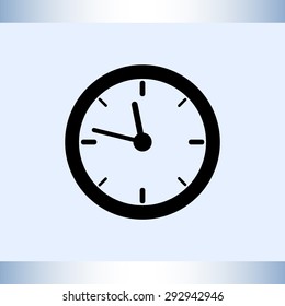 Clock sign icon, vector illustration. Flat design style