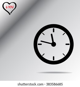Clock sign icon, vector illustration. Flat design style