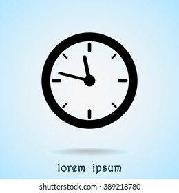 Clock sign icon, vector illustration. Flat design style