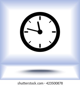 Clock sign icon, vector illustration. Flat design style