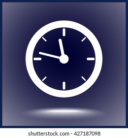 Clock sign icon, vector illustration. Flat design style