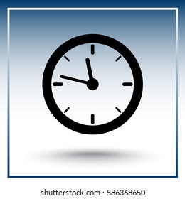 Clock sign icon, vector illustration. Flat design style