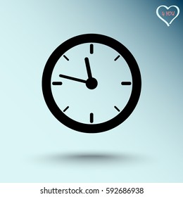 Clock sign icon, vector illustration. Flat design style