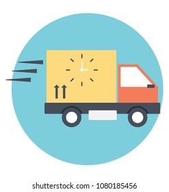 
A clock sign on delivery van concept of fast delivery 
