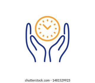 Clock sign. Safe time line icon. Office management symbol. Colorful outline concept. Blue and orange thin line safe time icon. Vector