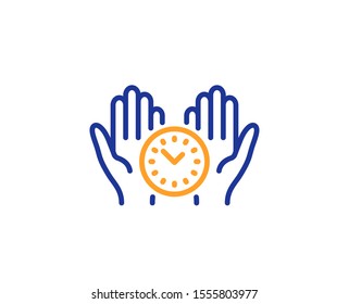 Clock sign. Safe time line icon. Office management symbol. Colorful outline concept. Blue and orange thin line safe time icon. Vector