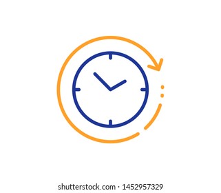 Clock sign. Time change line icon. Watch symbol. Colorful outline concept. Blue and orange thin line time change icon. Vector