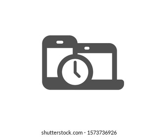 Clock sign. Time management icon. Mobile devices symbol. Classic flat style. Simple time management icon. Vector