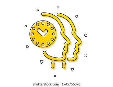 Signo de reloj. Icono de administración de tiempo. Símbolo de trabajo en equipo. Patrón de círculos amarillos. Icono de administración de tiempo clásico. Elementos geométricos. Vector