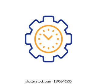 Clock sign. Time management line icon. Gear symbol. Colorful outline concept. Blue and orange thin line time management icon. Vector