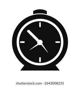 Clock Silhouette Icon on White Background – Timekeeping Symbol for Schedule, Deadline, and Alarm Concepts
