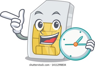 With clock simcard in the a character shape