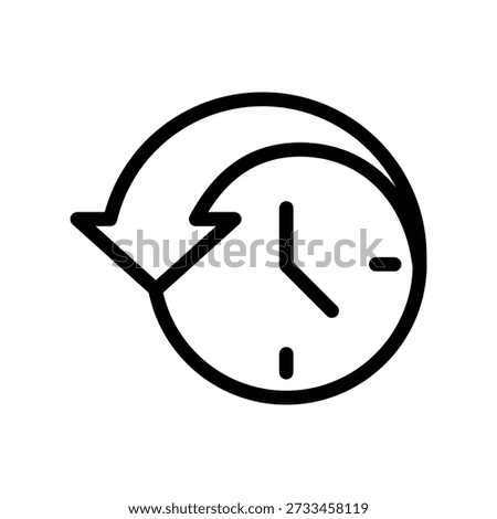 Clock with simple backward arrow outline icon vector design good for web or mobile app