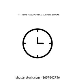 Clock simple line icon vector illustration.Editable stroke. 48x48 Pixel Perfect.