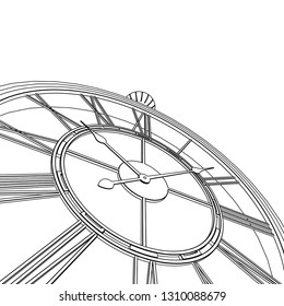 clock, sketch, 3d illustration
