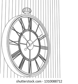 clock, sketch, 3d illustration