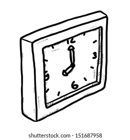 clock sketching / cartoon vector and illustration, hand drawn, sketch style, isolated on white background.