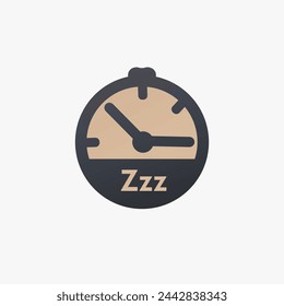 Icono de suspensión del reloj. Hora de dormir, hora de irse a la cama. Ilustración vectorial aislada