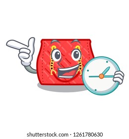 With clock small shoulder bag quilted by cartoon