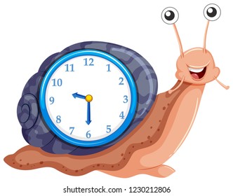 Clock with snail template illustration