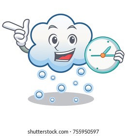 With clock snow cloud character cartoon