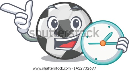 With clock soccer ball isolated with the mascot