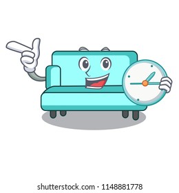 With clock sofa character cartoon style