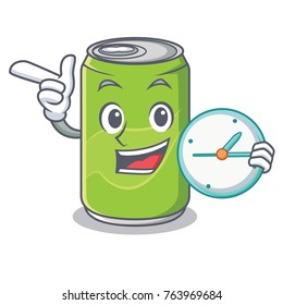 With clock soft drink character cartoon