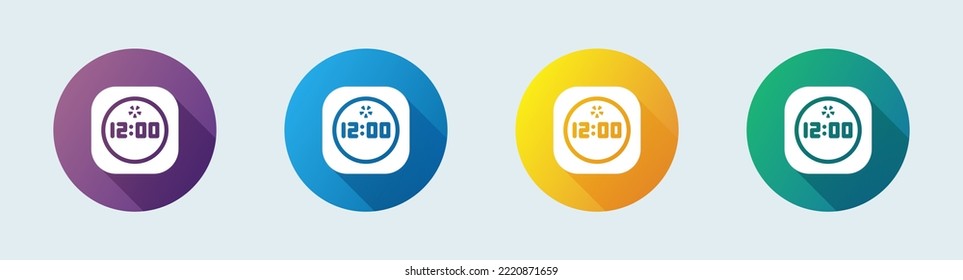 Clock solid icon in flat design style. Time signs vector illustration