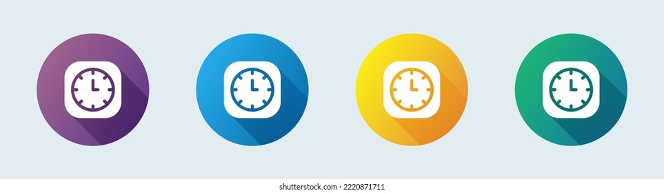 Clock solid icon in flat design style. Time signs vector illustration