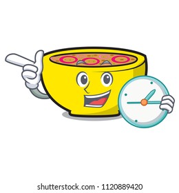 With clock soup union character cartoon
