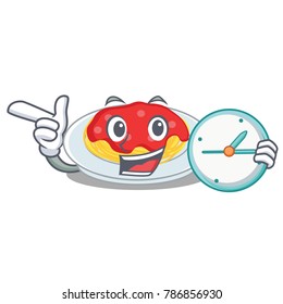 With clock spaghetti character cartoon style