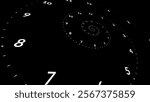 Clock Spiral Dial. Clock in Space. Time Travel Infinity Universe Concept Metaphor. Infinite Time is Flying Fast Future Concept. Timeless. Vector Illustration.