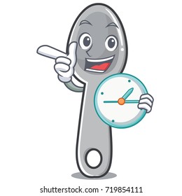 With clock spoon character cartoon style