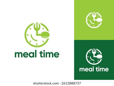 clock spoon fork logo. meal time food restaurant symbol vector design concept