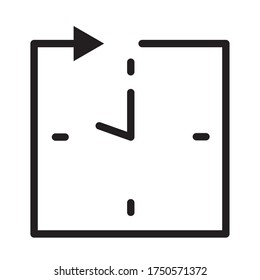 clock with square line around over white background, silhouette style, vector illustration