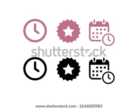 Clock Star and Calendar Icons Time Favorites and Scheduling