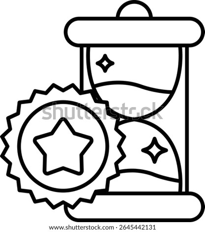 A clock with a star on it and a timer. The clock is red and yellow