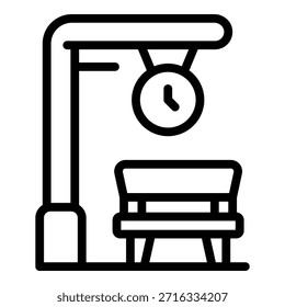 Icono de estación de reloj. Icono del Vector de la estación del reloj del esquema para el Diseño web aislado en el fondo blanco