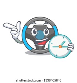 With clock steering wheel in the character shape