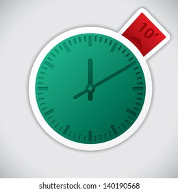 Clock sticker with 10 minute red label
