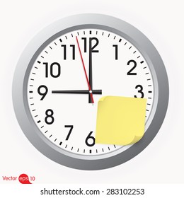 Clock with a sticky note