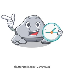 With clock stone character cartoon style
