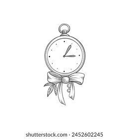 Clock, stopwatch. Analog watch clock, countdown timer and time management. Timekeeping alarm or timer measurement. Isolated vector illustration on white background
