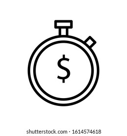Clock, stopwatch, time web business line icon, outline isolated on white background EPS Vector 