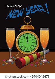 Eine Uhr schlägt Mitternacht an neuen Jahren vor.